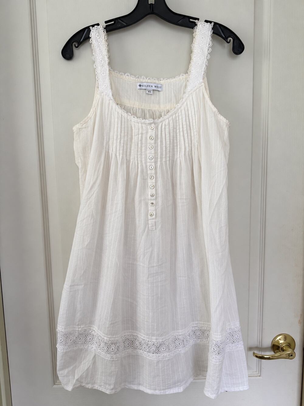 Eileen West Women’s White Cotton Lace Nightgown Chemise Size XS Cottagecore